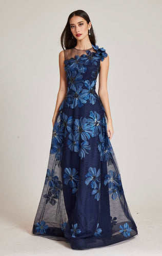 Floral Embroidered Tulle Gown