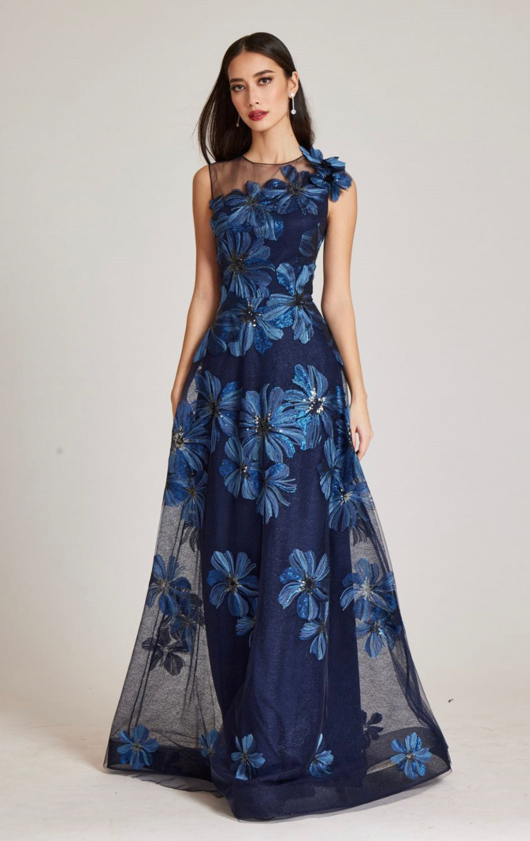 Floral Embroidered Tulle Gown