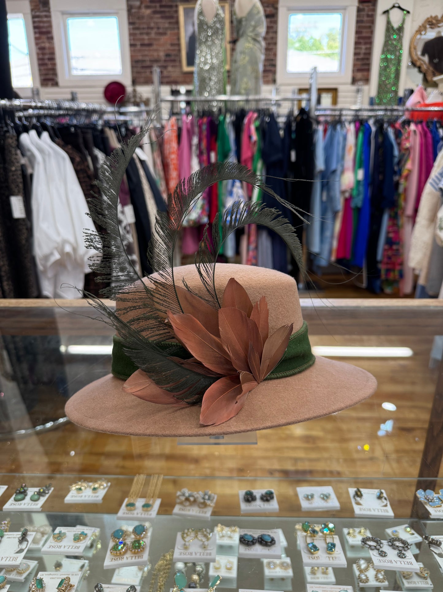 Brown Hat with Green Band