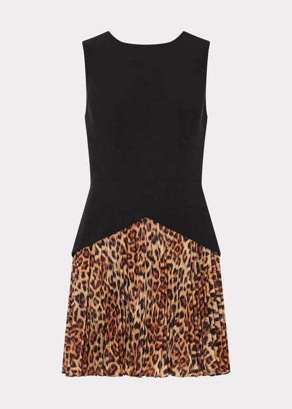 Haddy Leopard Print Pleated Mini Dress