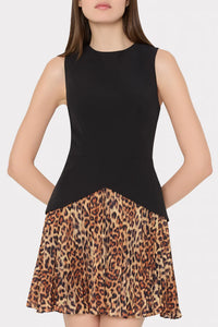 Haddy Leopard Print Pleated Mini Dress