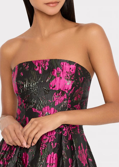Winona Floral Jacquard Strapless Gown