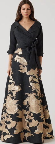 Metallic Jacquard Floral Shirtdress Gown