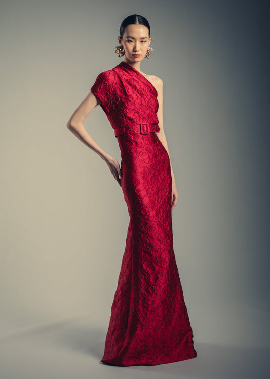 One Shoulder Belted Gown