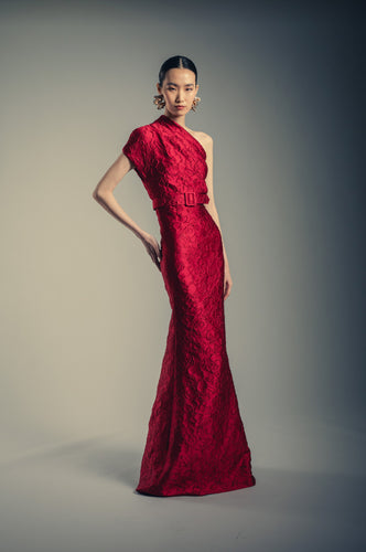 One Shoulder Belted Gown