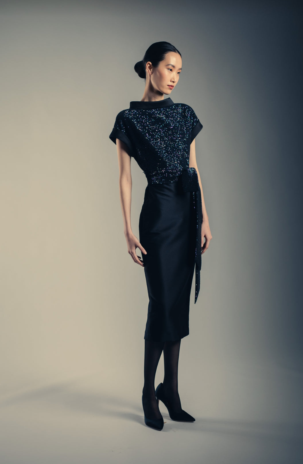 Drop Shoulder Combination Dress