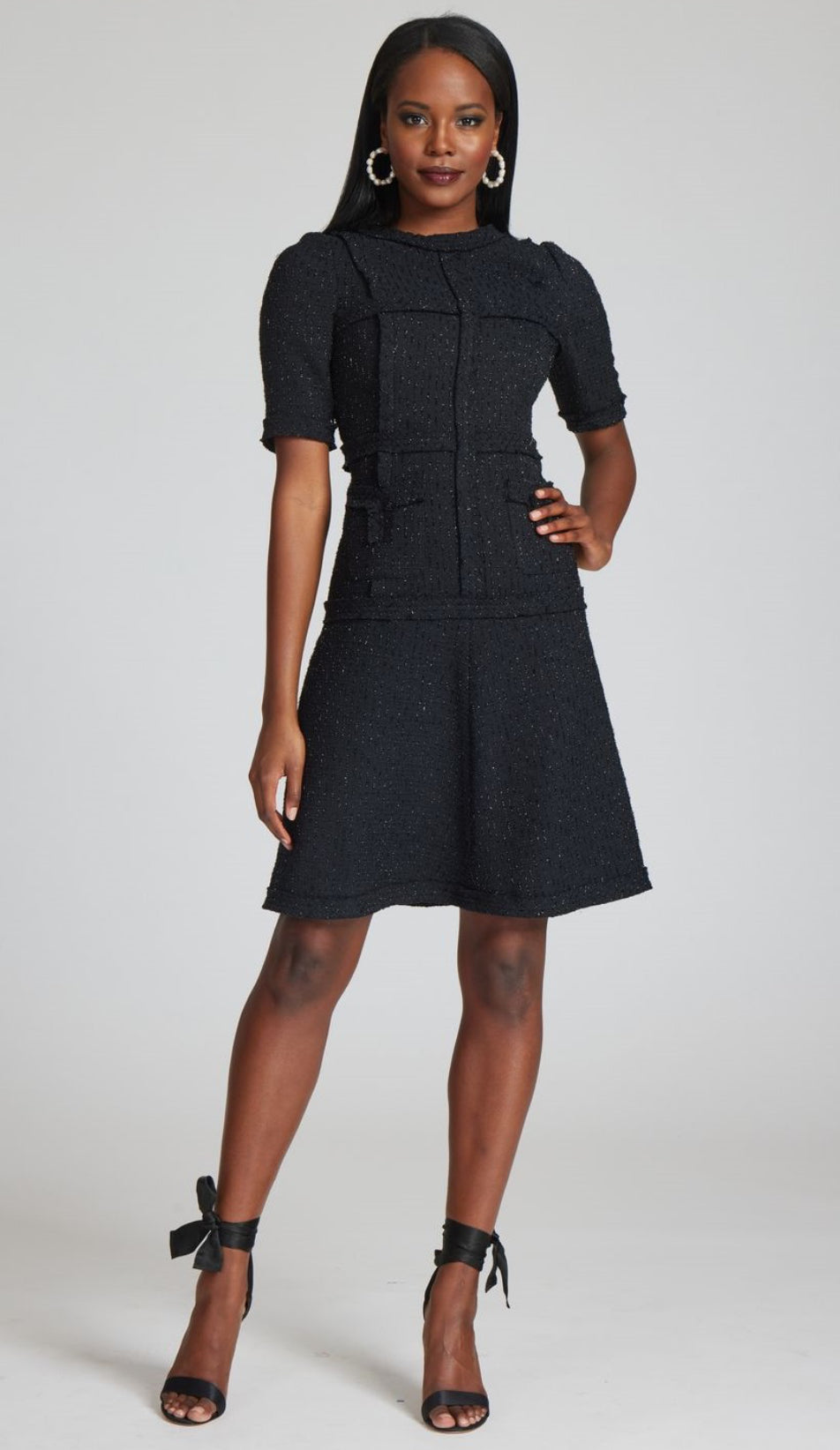 Tweed Dress with Metallic Trim