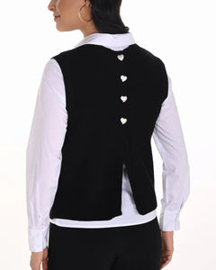 Knit Sleeveless Top w/ Heart Buttons