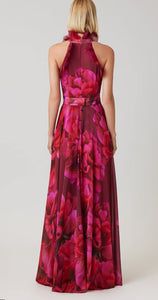 Chiffon Floral Organza Halter Gown