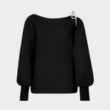 Load image into Gallery viewer, Ida Crystal Bow Cold Shoulder Sweater
