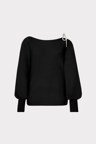 Ida Crystal Bow Cold Shoulder Sweater