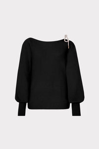 Ida Crystal Bow Cold Shoulder Sweater