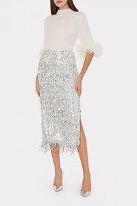Roxanne Fringe Sequin Midi Skirt