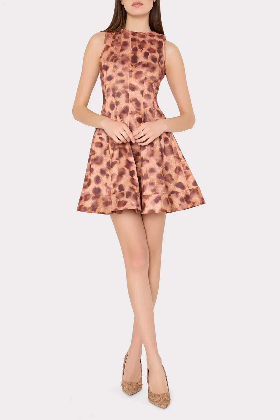 Poppy Leopard Print Taffeta Mini Dress