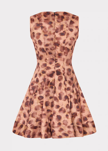 Poppy Leopard Print Taffeta Mini Dress