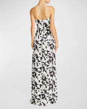 Load image into Gallery viewer, Livia Strapless Floral-Print Satin Gown