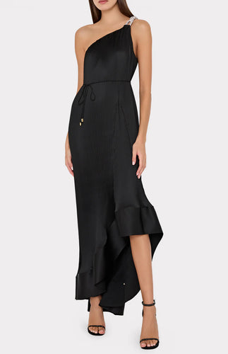 Mariah Satin Pleated Gown