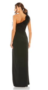 ONE SHOULDER FEATHER TRIM GOWN