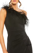 Load image into Gallery viewer, ONE SHOULDER FEATHER TRIM GOWN