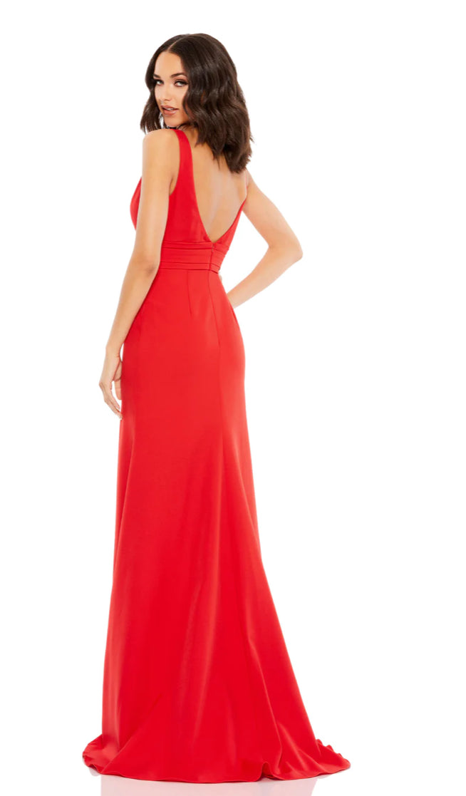 SLEEVELESS V NECK BOW DETAIL MERMAID GOWN
