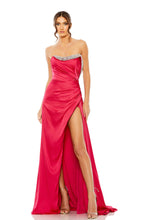 Load image into Gallery viewer, STRAPLESS ROUCHED EMBELLISHED GOWN