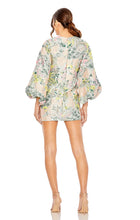 Load image into Gallery viewer, FLORAL BROCADE PUFF SLEEVE FITTED MINI DRESS