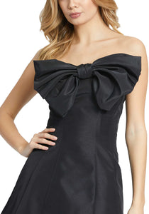 STRAPLESS OVERSIZED BOW FIT & FLARE MINI DRESS
