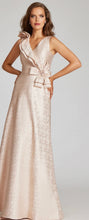 Load image into Gallery viewer, Metallic Jacquard Asymmetrical Ruffle Gown