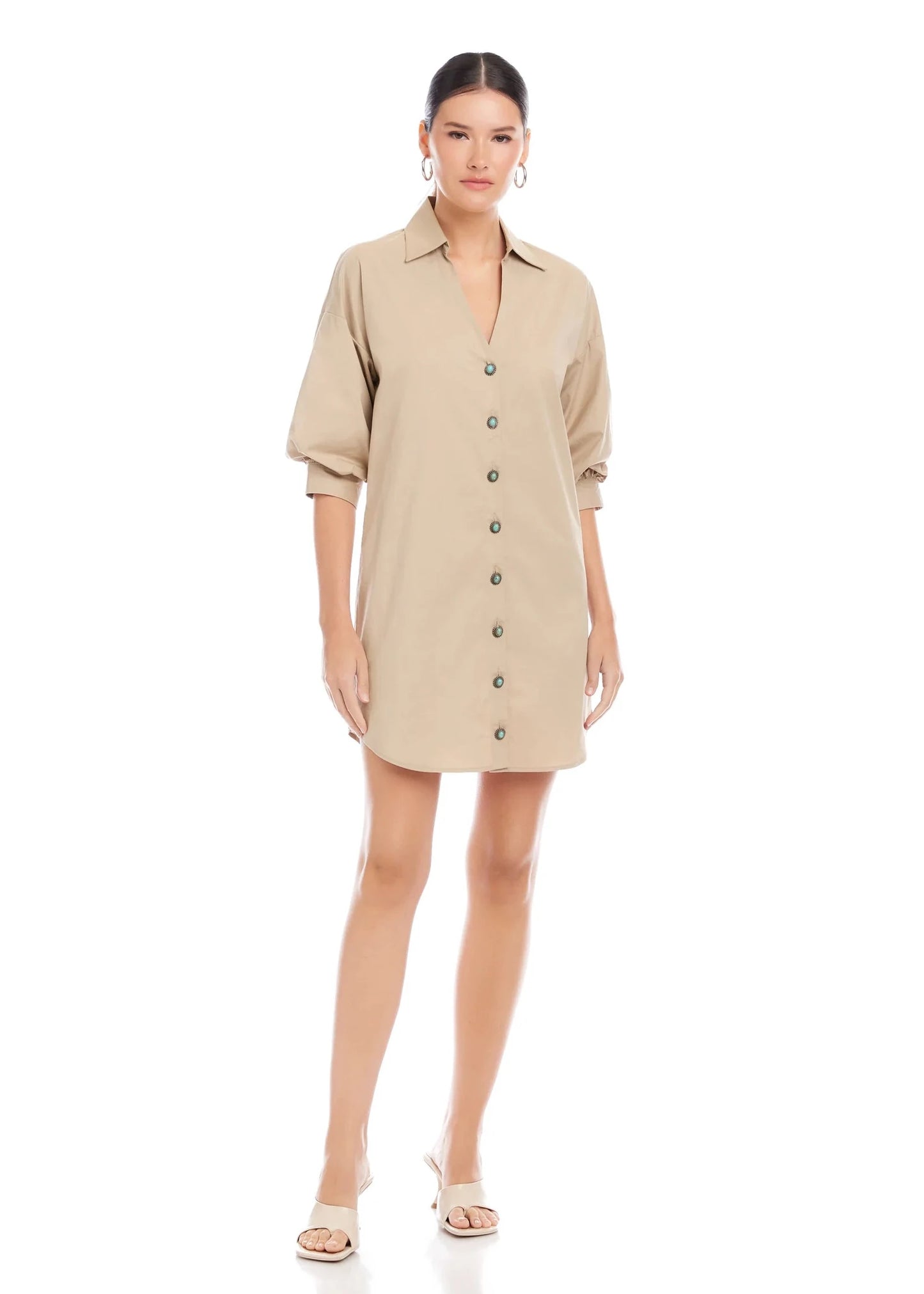 Phoebe Lantern Sleeve Shirtdress