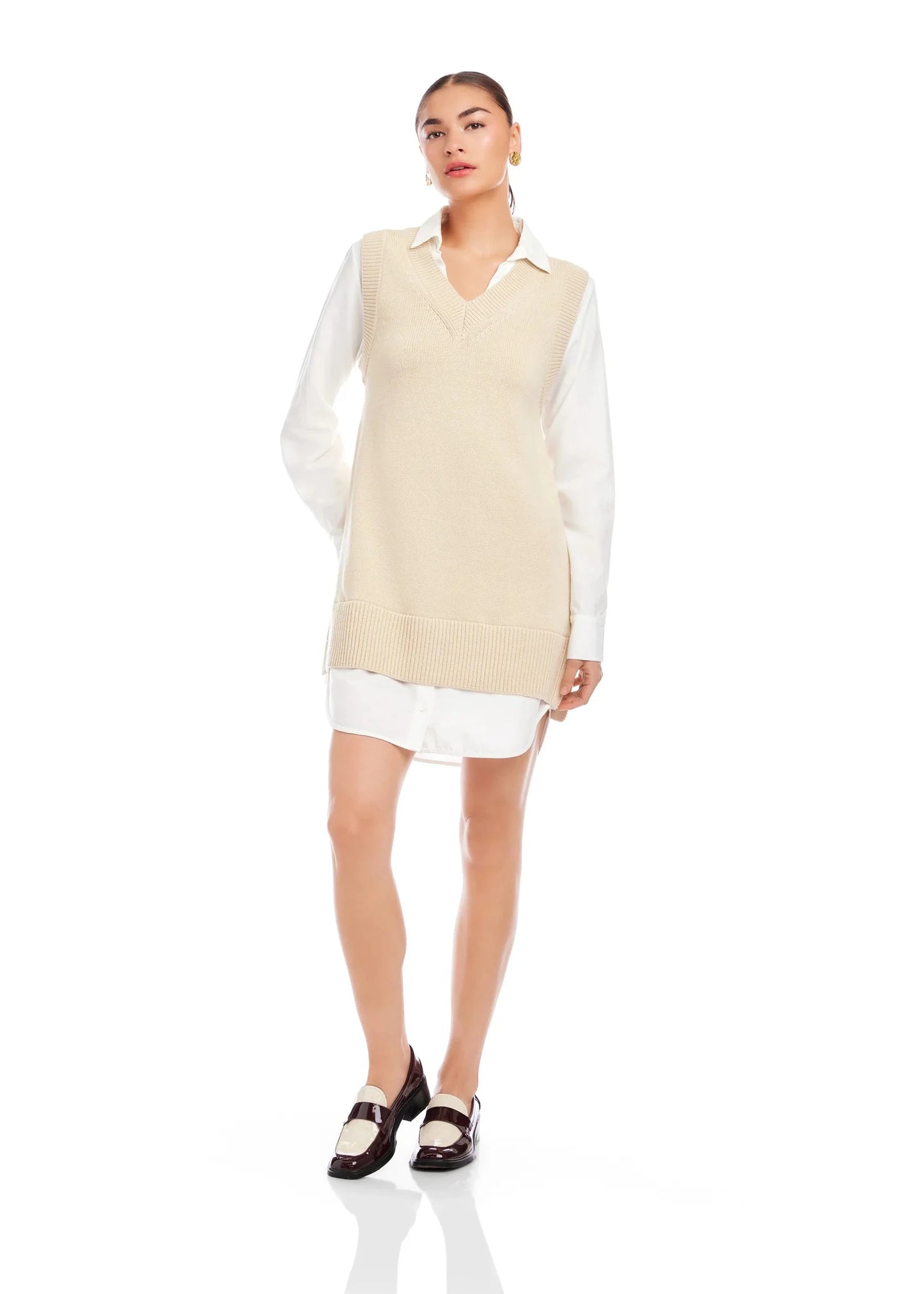 Elora Mixed Media Vest Dress