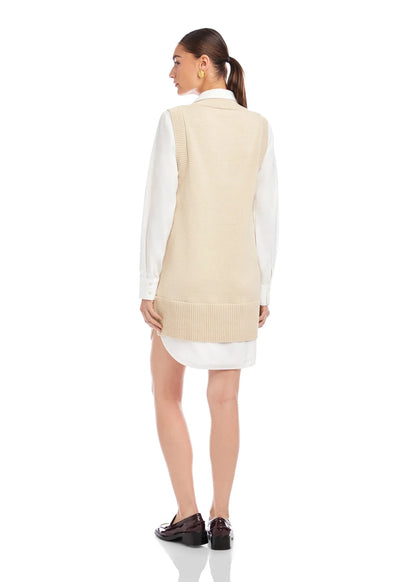 Elora Mixed Media Vest Dress