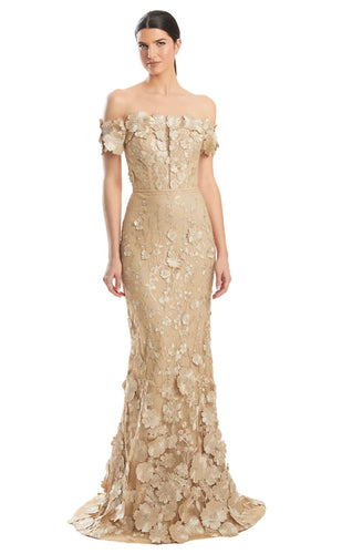 Gold floral lace gown