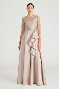 Zola Bateau Mikado Lace Gown