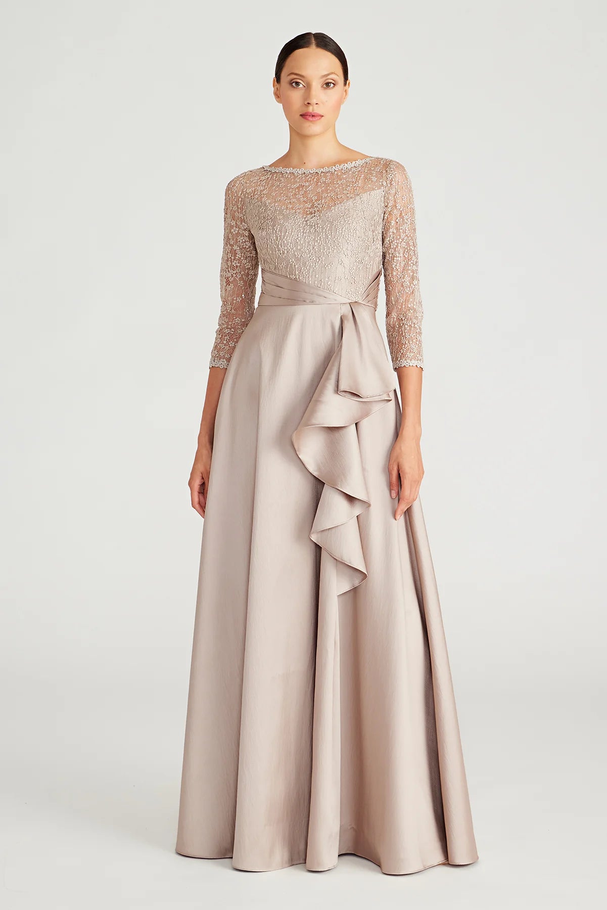 Zola Bateau Mikado Lace Gown