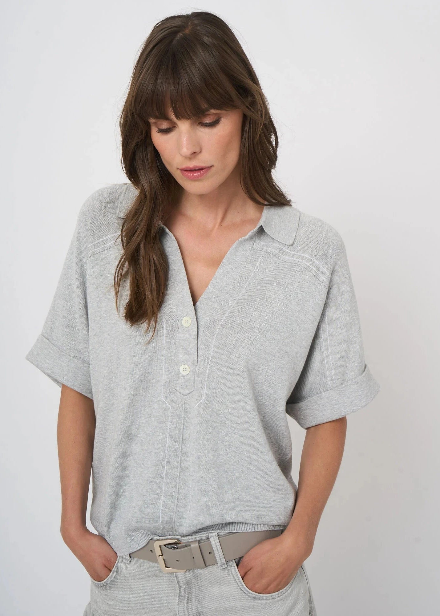 Cotton-Viscose Polo Sweater