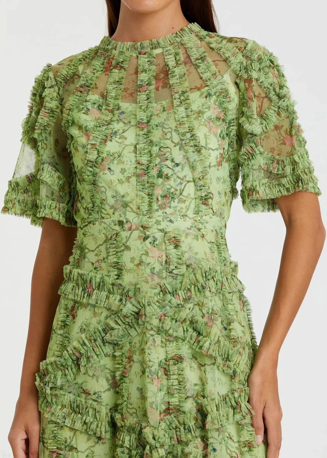Floral Midi Dress with Ruffle Detailing