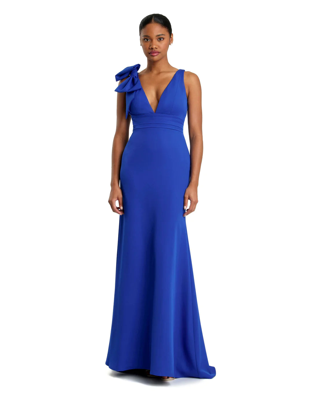 SLEEVELESS V NECK BOW DETAIL MERMAID GOWN