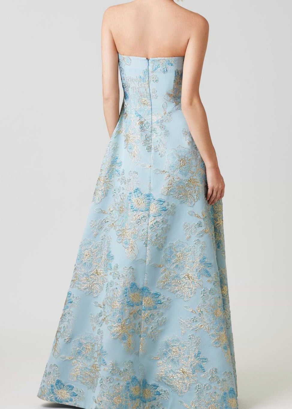 Sleeveless Metallic Multi Jacquard Gown