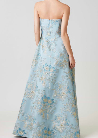Sleeveless Metallic Multi Jacquard Gown