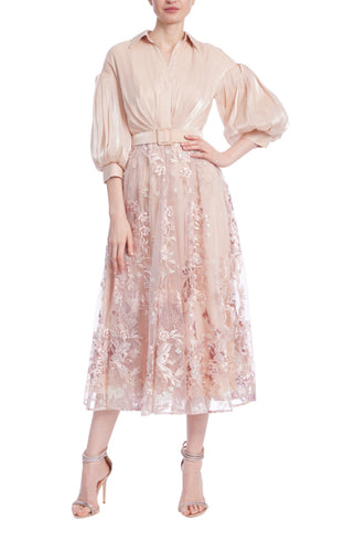 Chiffon Shirt Dress with Lace Skirt