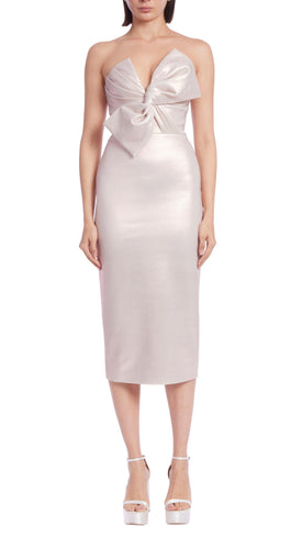 Foiled Scuba Strapless Bow Dress