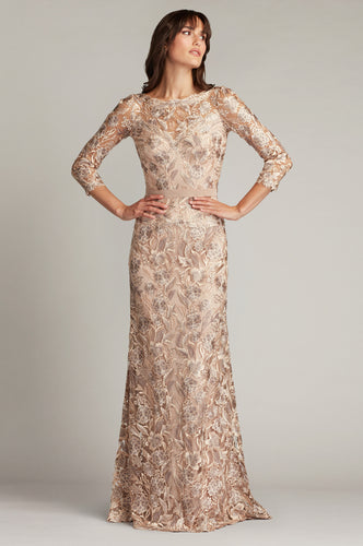 Marcel Embroidered Illusion Gown