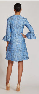 Jacquard Metallic Floral A-Line Dress