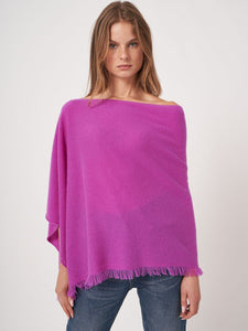 Fine Knit Poncho w/ Fringes