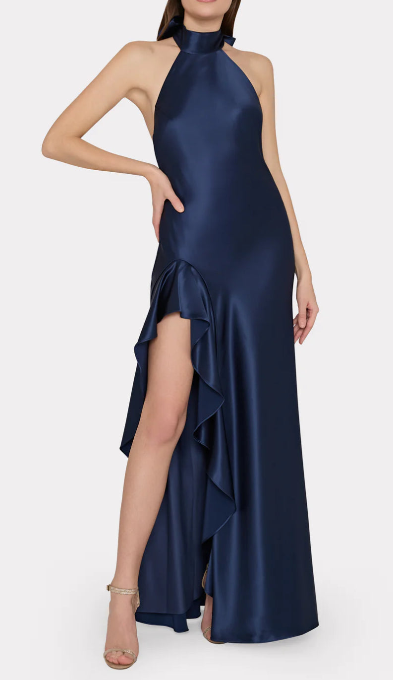 Roux Hammered Satin Gown