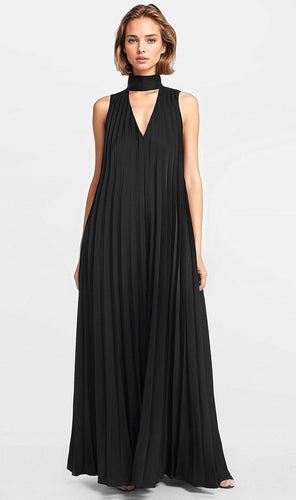V Neck Pleated Gown