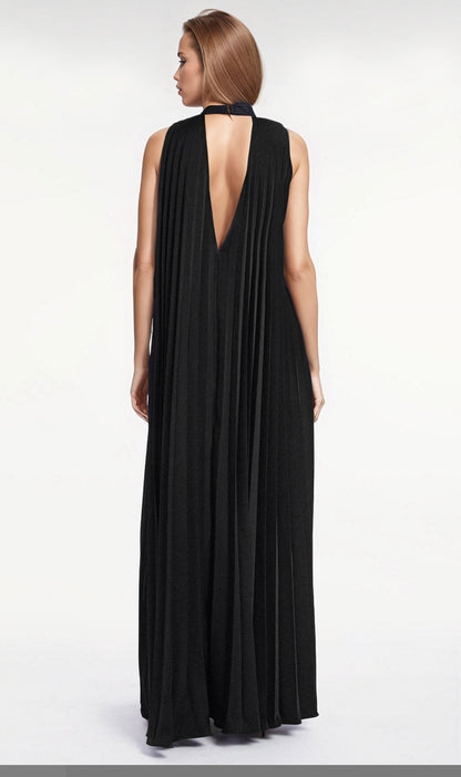 V Neck Pleated Gown
