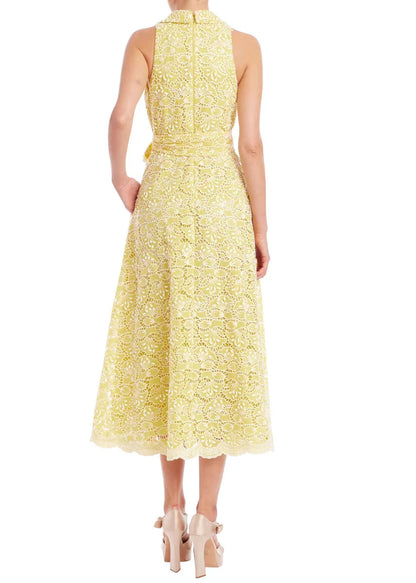 Sleeveless Eyelet Lace Belted Day Dress