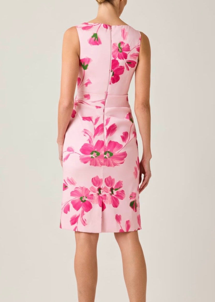 Stretch Mikado Ruched Floral Dress