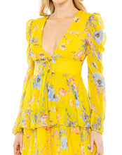 Load image into Gallery viewer, FLORAL PRINT PUFF SLEEVE RUFFLED MINI DRESS